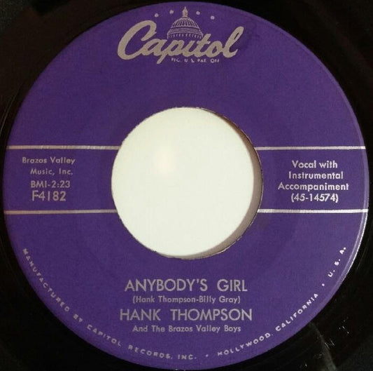 Hank Thompson And His Brazos Valley Boys - Anybody's Girl / Total Strangers