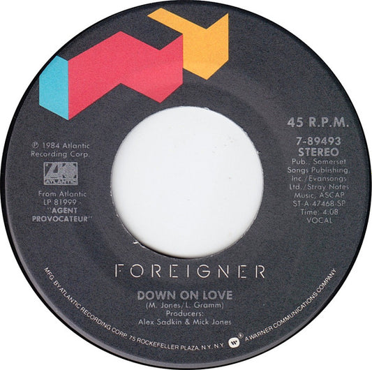 Foreigner - Down On Love (7" Single)