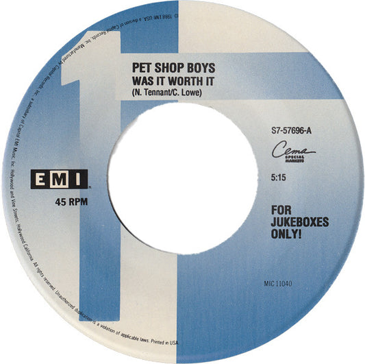 Pet Shop Boys - Was It Worth It (7" Single)