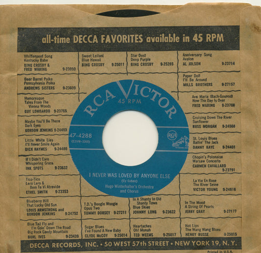 Hugo Winterhalter Orchestra - I Never Was Loved... / Beyond The Blue Horizon