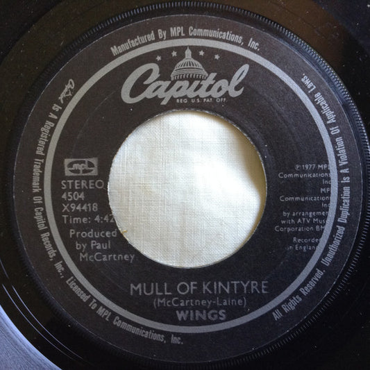Wings - Mull Of Kintyre / Girls' School (7" Single)