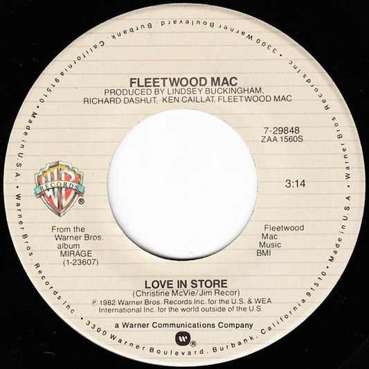 Fleetwood Mac - Love In Store / Can't Go Back (7" Single)