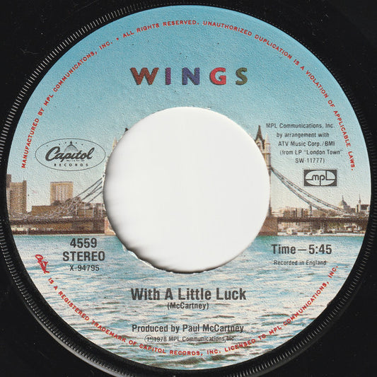 Wings - With A Little Luck (7" Single)